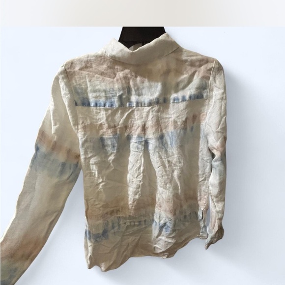 INC international Cream Tie Dye Long Sleeve‎ Pullover Blouse Top - Picture 5 of 6